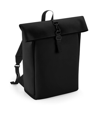 Bag Base Matte PU Rolltop Backpack, Black, One Size bedrucken, Art.-Nr. 977291010