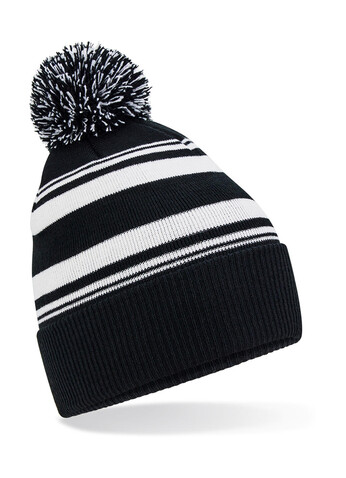 Beechfield Striped Fan Beanie, Black/White, One Size bedrucken, Art.-Nr. 984691500