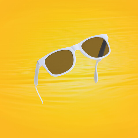 Sonnenbrille aus RCS recyceltem PP-Kunststoff weiß bedrucken, Art.-Nr. P453.893