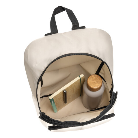 Dillon AWARE™ RPET faltbarer klassischer Rucksack off white bedrucken, Art.-Nr. P763.1913