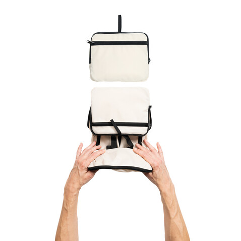 Dillon AWARE™ RPET faltbarer klassischer Rucksack off white bedrucken, Art.-Nr. P763.1913