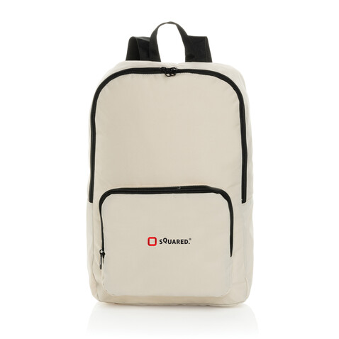 Dillon AWARE™ RPET faltbarer klassischer Rucksack off white bedrucken, Art.-Nr. P763.1913