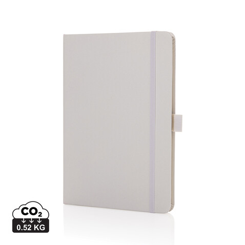 Sam A5 Notizbuch aus RCS zertifiziertem Lederfaserstoff weiß bedrucken, Art.-Nr. P774.603