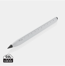 Eon Infinity Multitasking Stift aus RCS recycelt. Aluminium weiß bedrucken, Art.-Nr. P221.013