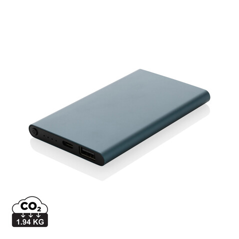 4.000mAh Type-C Powerbank aus RCS recyeltem ABS &amp; Aluminium blau bedrucken, Art.-Nr. P322.425