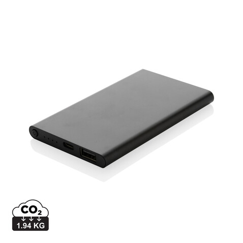 4.000mAh Type-C Powerbank aus RCS recyeltem ABS &amp; Aluminium schwarz bedrucken, Art.-Nr. P322.421