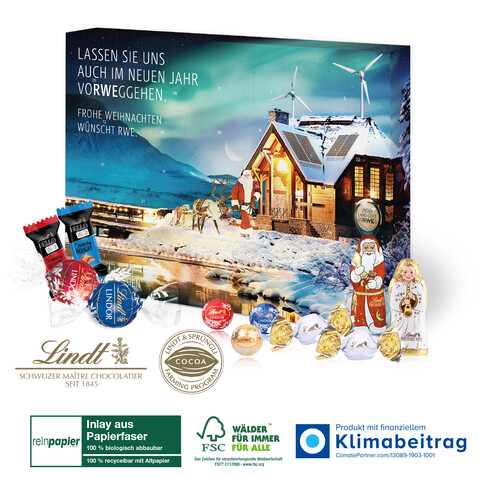 Adventskalender Lindt „Premium-Selection“, Inlay aus Papierfaser bedrucken, Art.-Nr. 55401-W