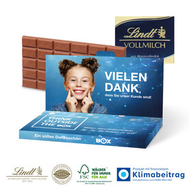 Grußkarte mit Schokoladentafel von Lindt, 100 g bedrucken, Art.-Nr. 91200-W