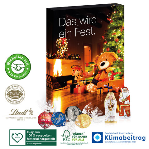 Adventskalender Lindt Lindor, Inlay aus 100% recyceltem Material bedrucken, Art.-Nr. 95226-W