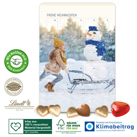 Adventskalender Lindt „Schokoladen-Herzen“ bedrucken, Art.-Nr. 95317-W