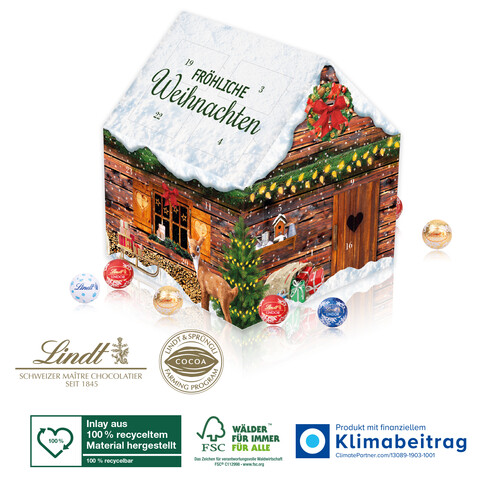 Adventskalender Lindt „Weihnachtshaus“ bedrucken, Art.-Nr. 95335-W