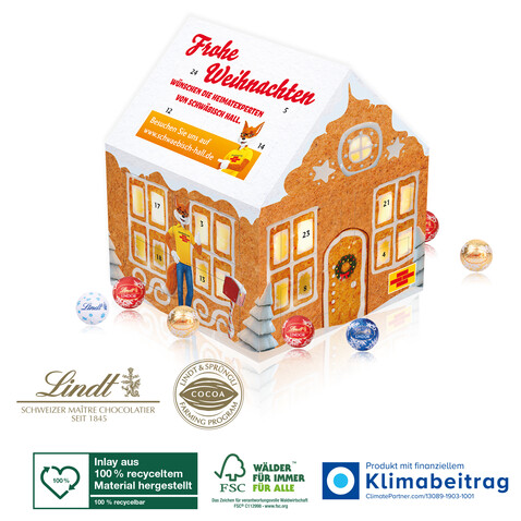 Adventskalender Lindt „Weihnachtshaus“ bedrucken, Art.-Nr. 95335-W