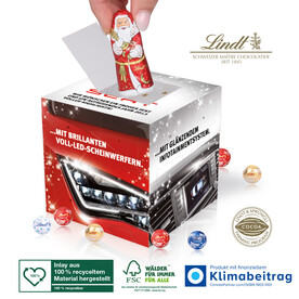 Adventskalender Lindt „Cube“ mit Weihnachtsmann bedrucken, Art.-Nr. 95349-W