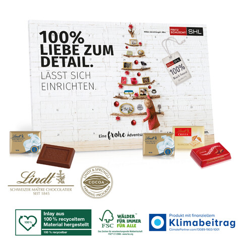 Tisch-Adventskalender „Lindt Exklusiv“ bedrucken, Art.-Nr. 95352-W