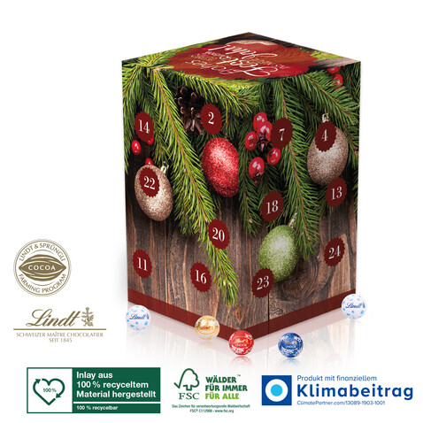 Adventskalender Cube „XL“ mit Lindt Schokolade bedrucken, Art.-Nr. 95371-W