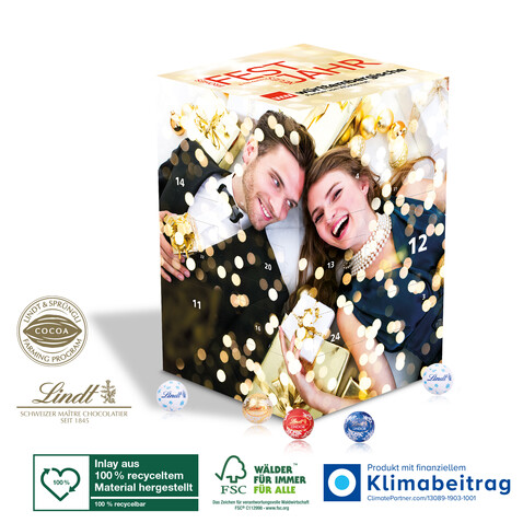 Adventskalender Cube „XL“ mit Lindt Schokolade bedrucken, Art.-Nr. 95371-W