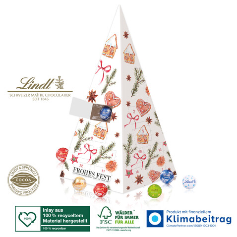 Adventskalender Lindt „Weihnachtspyramide“ bedrucken, Art.-Nr. 95378-W