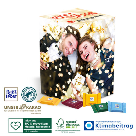 Adventskalender Cube „XL“ mit Ritter SPORT Schokolade bedrucken, Art.-Nr. 95386-W