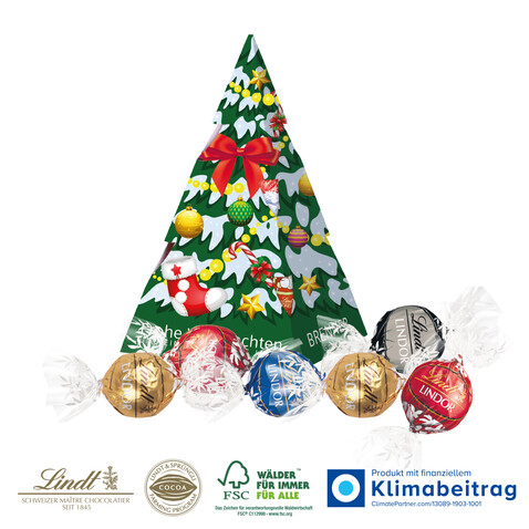 Präsent „Weihnachtsbaum“ mit Lindor Pralines bedrucken, Art.-Nr. 95472-W