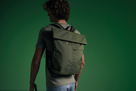 Dillon AWARE™ RPET faltbarer Lightweight-Rucksack grün bedrucken, Art.-Nr. P763.177