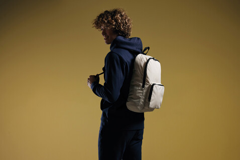 Dillon AWARE™ RPET faltbarer klassischer Rucksack off white bedrucken, Art.-Nr. P763.1913