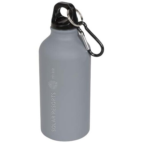 Oregon matte 400 ml Trinkflasche mit Karabiner, grau bedrucken, Art.-Nr. 10055902