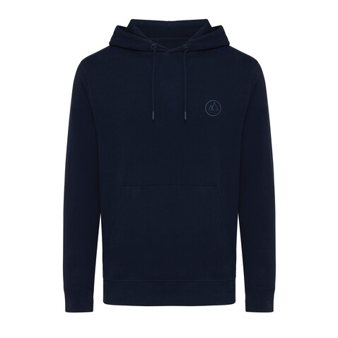 Iqoniq Rila Lightweight Hoodie aus recycelter Baumwolle navy blau bedrucken, Art.-Nr. T9404.002.4XL