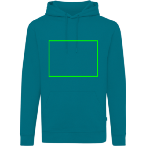 Iqoniq Jasper Hoodie aus recycelter Baumwolle verdigris bedrucken, Art.-Nr. T9400.009.XS