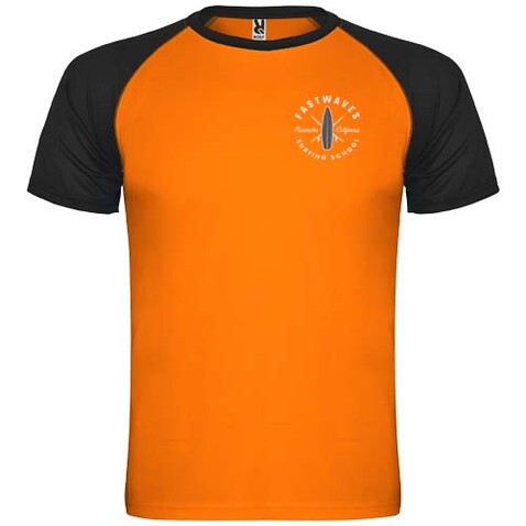 Indianapolis Sport T-Shirt für Kinder, Fluor Orange, schwarz bedrucken, Art.-Nr. K66509AO