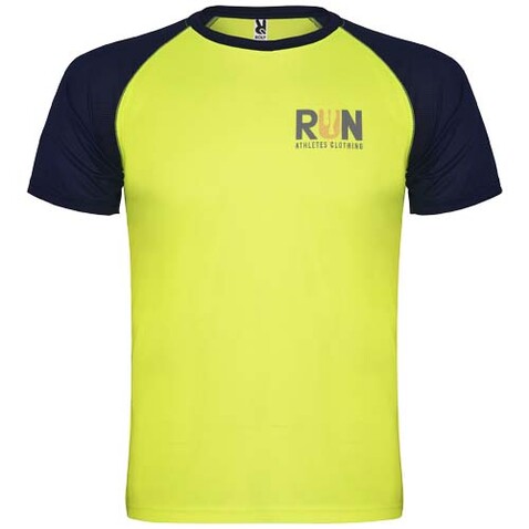 Indianapolis Sport T-Shirt für Kinder, Fluor Yellow, Navy Blue bedrucken, Art.-Nr. K66509ID