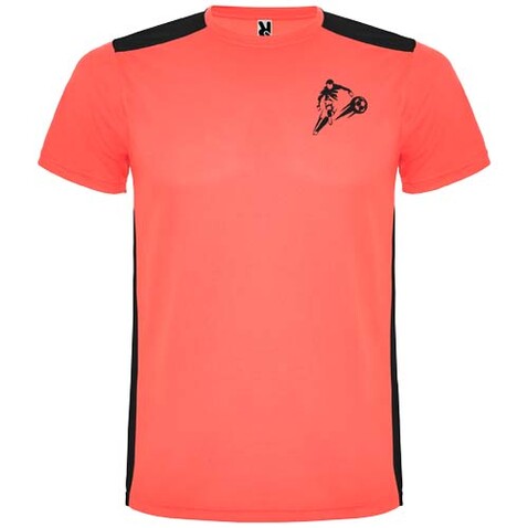 Detroit Sport T-Shirt für Kinder, Fluor Coral, schwarz bedrucken, Art.-Nr. K66529NO