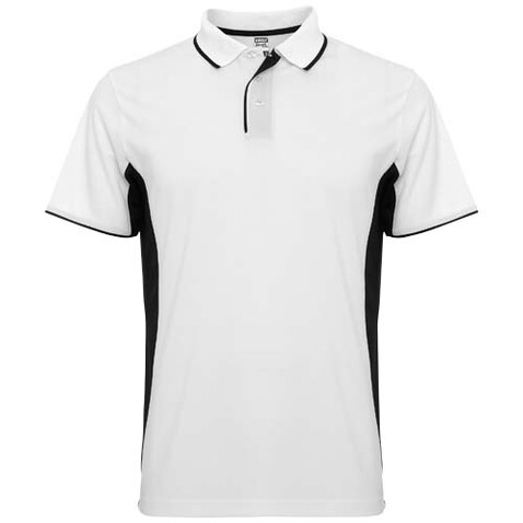 Montmelo Sport Poloshirt Unisex, weiss, schwarz bedrucken, Art.-Nr. R04218R6