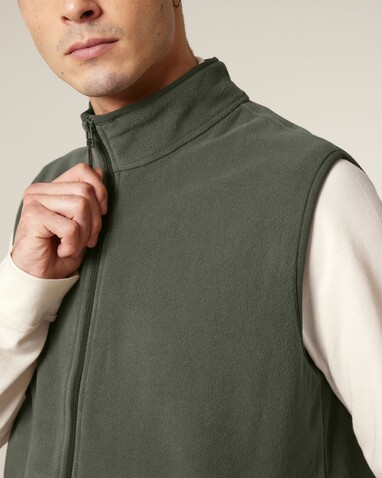 Stanley Quester - Die Herren-Fleeceweste - Khaki - L bedrucken, Art.-Nr. STJM240C2231L