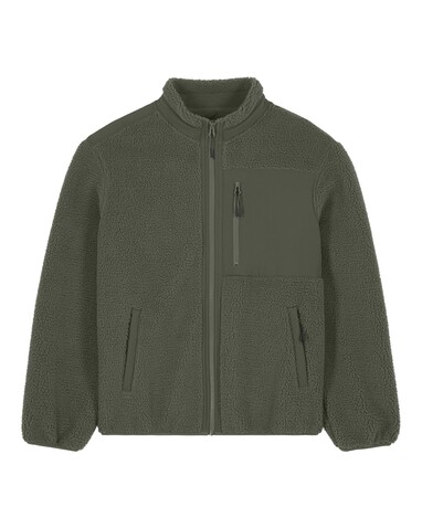 Brooker - Unisex-Sherpa-Jacke - Khaki - 3XL bedrucken, Art.-Nr. STJU248C2233X