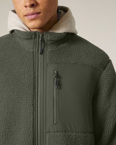 Brooker - Unisex-Sherpa-Jacke - Khaki - 3XL bedrucken, Art.-Nr. STJU248C2233X