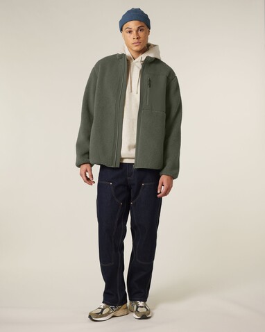 Brooker - Die Relaxed Unisex-Sherpajacke - Khaki - XXL bedrucken, Art.-Nr. STJU248C2232X