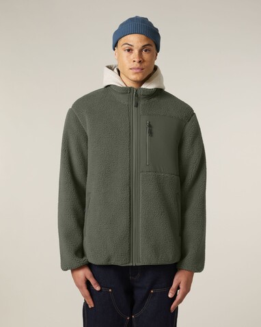 Brooker - Die Relaxed Unisex-Sherpajacke - Khaki - XXL bedrucken, Art.-Nr. STJU248C2232X