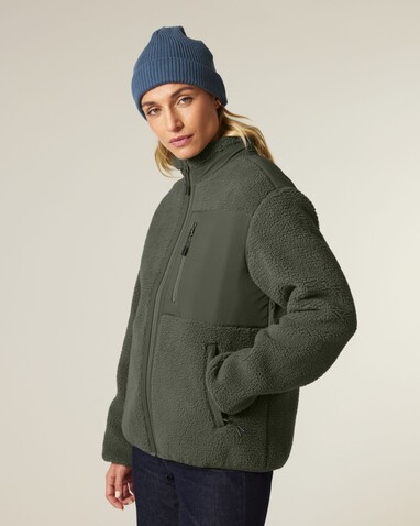 Brooker - Die Relaxed Unisex-Sherpajacke - Khaki - XS bedrucken, Art.-Nr. STJU248C223XS