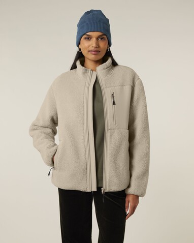 Brooker - Die Relaxed Unisex-Sherpajacke - Desert Dust - XS bedrucken, Art.-Nr. STJU248C028XS