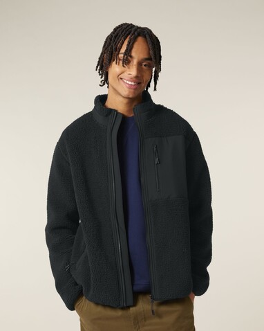 Brooker - Die Relaxed Unisex-Sherpajacke - Black - XL bedrucken, Art.-Nr. STJU248C0021X