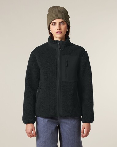 Brooker - Die Relaxed Unisex-Sherpajacke - Black - L bedrucken, Art.-Nr. STJU248C0021L