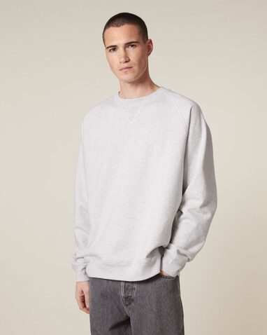 Knoxer - Das Relaxed Raglan-Rundhals-Unisex-Sweatshirt - Cool Heather Grey - XXL bedrucken, Art.-Nr. STSU201C1462X