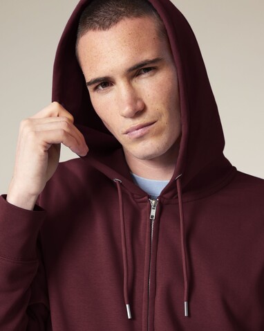 Connector 2.0 - Der Unisex-Zip-Hoodie aus French Terry - Burgundy - XS bedrucken, Art.-Nr. STSU207C244XS