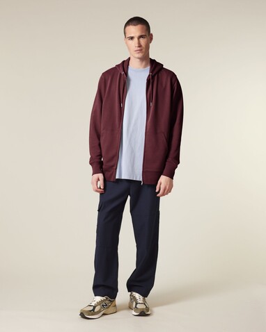 Connector 2.0 - Iconic Mid-Light Unisex-Medium-Fit-Zip-Thru-Hoodie-Sweatshirt - Burgundy - 3XL bedrucken, Art.-Nr. STSU207C2443X