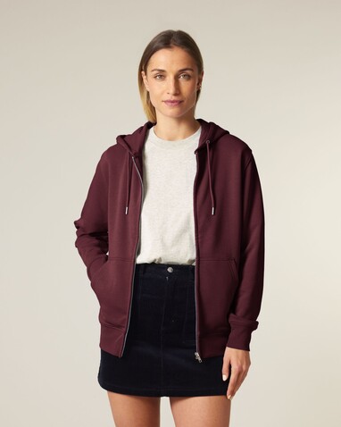 Connector 2.0 - Iconic Mid-Light Unisex-Medium-Fit-Zip-Thru-Hoodie-Sweatshirt - Burgundy - 3XL bedrucken, Art.-Nr. STSU207C2443X
