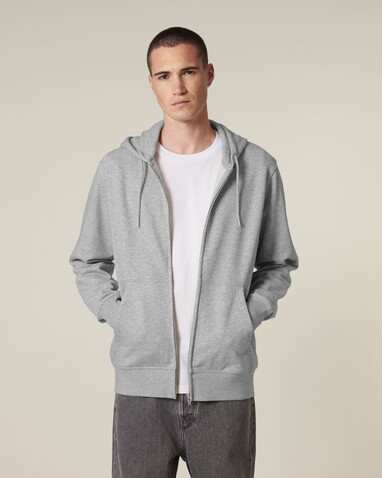 Connector 2.0 - Der Unisex-Zip-Hoodie aus French Terry - Heather Grey - XS bedrucken, Art.-Nr. STSU207C250XS