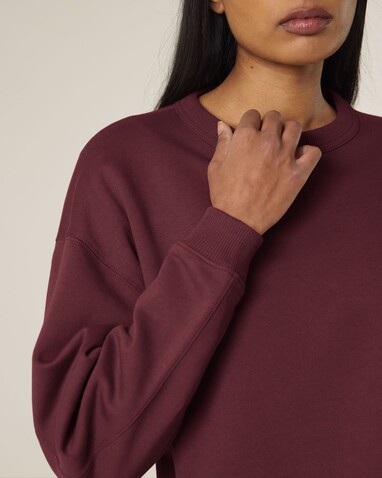Stella Paloma - Das Oversized Damen-Rundhals-Sweatshirt - Burgundy - S bedrucken, Art.-Nr. STSW218C2441S
