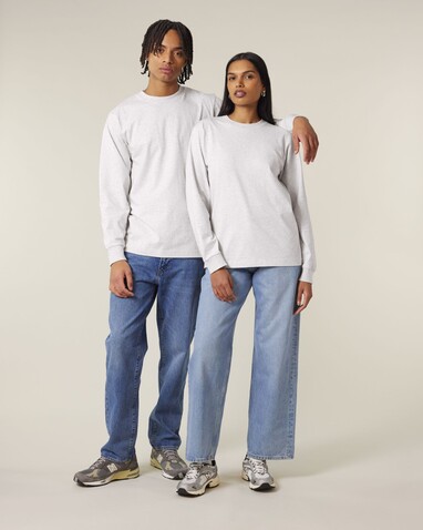 Freestyler Long Sleeve - Das schwere Langarm-Unisex-T-Shirt - Cool Heather Grey - M bedrucken, Art.-Nr. STTU200C1461M