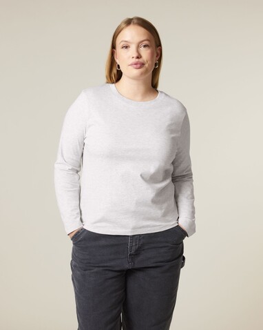 Stella Muser Long Sleeve - Das Iconic Langarm-Damen-T-Shirt - Cool Heather Grey - M bedrucken, Art.-Nr. STTW219C1461M