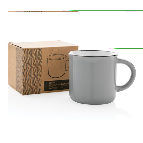 Vintage Keramiktasse, 280ml grau bedrucken, Art.-Nr. P434.032